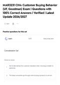 MAR3231 CH4&colon; Customer Buying Behavior&NewLine;&lpar;UF&comma; Goodman&rpar; Exam &vert; Questions with&NewLine;100&percnt; Correct Answers &vert; Verified &vert; Latest&NewLine;Update 2026&sol;2027