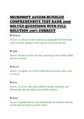MICROSOFT ACCESS BUNDLED&NewLine;COMPREHENSIVE TEST BANK 2026&NewLine;SOLVED QUESTIONS WITH FULL&NewLine;SOLUTION 100&percnt; CORRECT