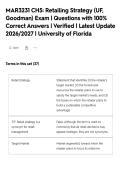 MAR3231 CH5&colon; Retailing Strategy &lpar;UF&comma;&NewLine;Goodman&rpar; Exam &vert; Questions with 100&percnt;&NewLine;Correct Answers &vert; Verified &vert; Latest Update&NewLine;2026&sol;2027 &vert; University of Florida