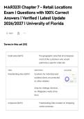MAR3231 Chapter 7 - Retail Locations&NewLine;Exam &vert; Questions with 100&percnt; Correct&NewLine;Answers &vert; Verified &vert; Latest Update&NewLine;2026&sol;2027 &vert; University of Florida