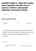 MAR3231 Chapter 8 - Retail Site Location&NewLine;Exam &vert; Questions with 100&percnt; Correct&NewLine;Answers &vert; Verified &vert; Latest Update&NewLine;2026&sol;2027 &vert; University of Florida&NewLine;