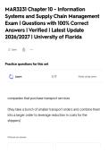 MAR3231 Chapter 10 - Information&NewLine;Systems and Supply Chain Management&NewLine;Exam &vert; Questions with 100&percnt; Correct&NewLine;Answers &vert; Verified &vert; Latest Update&NewLine;2026&sol;2027 &vert; University of Florida