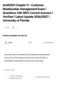 MAR3231 Chapter 11 - Customer&NewLine;Relationship Management Exam &vert;&NewLine;Questions with 100&percnt; Correct Answers &vert;&NewLine;Verified &vert; Latest Update 2026&sol;2027 &vert;&NewLine;University of Florida