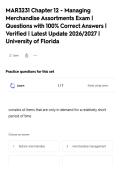 MAR3231 Chapter 12 - Managing&NewLine;Merchandise Assortments Exam &vert;&NewLine;Questions with 100&percnt; Correct Answers &vert;&NewLine;Verified &vert; Latest Update 2026&sol;2027 &vert;&NewLine;University of Florida