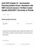 MAR 3231 Chapter 13 - Merchandise&NewLine;Planning Systems Exam &vert; Questions with&NewLine;100&percnt; Correct Answers &vert; Verified &vert; Latest&NewLine;Update 2026&sol;2027 &vert; University of Florida