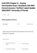 MAR 3231 Chapter 14 - Buying&NewLine;Merchandise Exam &vert; Questions with 100&percnt;&NewLine;Correct Answers &vert; Verified &vert; Latest Update&NewLine;2026&sol;2027 &vert; University of Florida