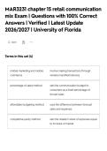 MAR3231 chapter 15 retail communication&NewLine;mix Exam &vert; Questions with 100&percnt; Correct&NewLine;Answers &vert; Verified &vert; Latest Update&NewLine;2026&sol;2027 &vert; University of Florida