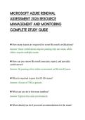 MICROSOFT AZURE RENEWAL&NewLine;ASSESSMENT 2026 RESOURCE&NewLine;MANAGEMENT AND MONITORING&NewLine;COMPLETE STUDY GUIDE&NewLine;