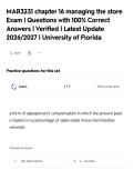 MAR3231 chapter 16 managing the store&NewLine;Exam &vert; Questions with 100&percnt; Correct&NewLine;Answers &vert; Verified &vert; Latest Update&NewLine;2026&sol;2027 &vert; University of Florida