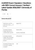 MAR3231 Exam 3 Speakers &vert; Questions&NewLine;with 100&percnt; Correct Answers &vert; Verified &vert;&NewLine;Latest Update 2026&sol;2027 &vert; University of&NewLine;Florida