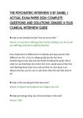 THE PSYCHIATRIC INTERVIEW 5 BY DANIEL J&NewLine;ACTUAL EXAM PAPER 2026 COMPLETE&NewLine;QUESTIONS AND SOLUTIONS GRADED A PLUS&NewLine;CLINICAL INTERVIEW GUIDE&NewLine;