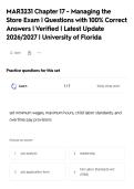 MAR3231 Chapter 17 - Managing the&NewLine;Store Exam &vert; Questions with 100&percnt; Correct&NewLine;Answers &vert; Verified &vert; Latest Update&NewLine;2026&sol;2027 &vert; University of Florida