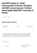 MAR 3231 Chapter 16 - Retail&NewLine;Communication Mix Exam &vert; Questions&NewLine;with 100&percnt; Correct Answers &vert; Verified &vert;&NewLine;Latest Update 2026&sol;2027 &vert; University of&NewLine;Florida