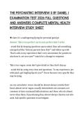 THE PSYCHIATRIC INTERVIEW 5 BY DANIEL J&NewLine;EXAMINATION TEST 2026 FULL QUESTIONS&NewLine;AND ANSWERS COMPLETE MENTAL HEALTH&NewLine;INTERVIEW STUDY SHEET