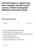 MAR 3231 Chapter 15 - Retail Pricing&NewLine;Exam &vert; Questions with 100&percnt; Correct&NewLine;Answers &vert; Verified &vert; Latest Update&NewLine;2026&sol;2027 &vert; University of Florida