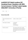 MAR3231 CH7&colon; Retail Locations &lpar;UF&comma;&NewLine;Goodman&rpar; Exam &vert; Questions with 100&percnt;&NewLine;Correct Answers &vert; Verified &vert; Latest Update&NewLine;2026&sol;2027 &vert; University of Florida