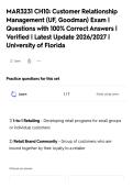 MAR3231 CH10&colon; Customer Relationship&NewLine;Management &lpar;UF&comma; Goodman&rpar; Exam &vert;&NewLine;Questions with 100&percnt; Correct Answers &vert;&NewLine;Verified &vert; Latest Update 2026&sol;2027 &vert;&NewLine;University of Florida