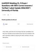 MAR3231 Retailing Ch&period; 15 Exam &vert;&NewLine;Questions with 100&percnt; Correct Answers &vert;&NewLine;Verified &vert; Latest Update 2026&sol;2027 &vert;&NewLine;University of Florida