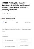 MAR3231 FSU Hopkins Exam 4 &vert;&NewLine;Questions with 100&percnt; Correct Answers &vert;&NewLine;Verified &vert; Latest Update 2026&sol;2027 &vert;&NewLine;University of Florida