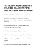 THE HUMAN BODY IN HEALTH AND ILLNESS BY&NewLine;BARBARA 2026 FINAL ASSESSMENT STUDY&NewLine;GUIDE QUESTION BANK VERIFIED ANSWERS A