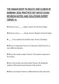 THE HUMAN BODY IN HEALTH AND ILLNESS BY&NewLine;BARBARA 2026 PRACTICE SET MOCK EXAM&NewLine;REVISION NOTES AND SOLUTIONS EXPERT&NewLine;GRADE A&plus;