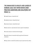 THE HUMAN BODY IN HEALTH AND ILLNESS BY&NewLine;BARBARA 2026 TEST PAPER REVIEW SHEET&NewLine;PRACTICE QUESTIONS AND SOLUTIONS TOP&NewLine;RESULT A&plus;
