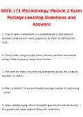 BIOD 171 Essential Microbiology Module 2 Exam &ndash; Portage learning Latest 2026 Actual Questions & Verified Answers &lpar;2026 &sol; 2027&rpar; A&plus; Grade 100&percnt; Guarantee Verified by Experts