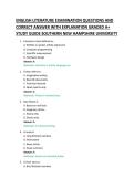 ENGLISH LITERATURE EXAMINATION QUESTIONS AND &NewLine;CORRECT ANSWER WITH EXPLANATION GRADED A&plus; &NewLine;STUDY GUIDE 