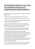 THE PSYCHIATRIC INTERVIEW BY CARLAT 2026&NewLine;TEST PAPER REVIEW SHEET PRACTICE&NewLine;QUESTIONS AND SOLUTIONS TOP RESULT A&plus;