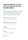 THEORIES OF PERSONALITY OA EXAM 2&NewLine;ACTUAL TEST PAPER 2026 QUESTIONS&NewLine;SOLUTIONS GRADED A&plus;