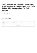 End of Semester Test English 12B Practice Test Actual Questions & Answers &lpar;Latest 2026 &sol; 2027 Update&rpar; 100&percnt; Guarantee Pass &lpar;Verified Answers&rpar;