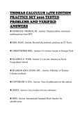 THOMAS CALCULUS 14TH EDITION&NewLine;PRACTICE SET 2026 TESTED&NewLine;PROBLEMS AND VERIFIED&NewLine;ANSWERS