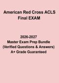 American Red Cross ACLS Final Exam 2026&ndash;2027 PDF &ndash; Advanced Cardiovascular Life Support Practice Questions and Comprehensive Study Guide