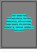 Test Bank for Psychological Testing Principles&comma; Applications&comma; and Issues 9th Edition by Robert M&period; Kaplan and Dennis P&period; Saccuzzo Complete Chapters