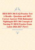 HESI BSN 366 EAQ Practice Test A Results - Questions and 100&percnt; Correct Answers With Rationales&sol; Nightingale BSN 366 Concepts of Nursing IV HESI Practice Exam Latest 2026-2027 &lpar;New&excl;&rpar; 