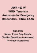 AWR-160-W WMD&sol;Terrorism Awareness for Emergency Responders Final Exam PDF &ndash; Awareness-Level Study Guide and Practice Questions 2026&ndash;2027