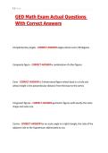 GED Math Exam Actual Questions With Correct Answers&vert; Updated