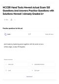 NCCER Hand Tools Newest Actual Exam 120 Questions And Answers Practice Questions with Solutions Newest &vert; Already Graded A&plus;