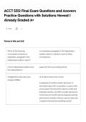 ACCT 5312 Final Exam Questions and Answers Practice Questions with Solutions Newest &vert; Already Graded A&plus;