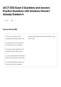 ACCT 5312 Exam 2 Questions and Answers Practice Questions with Solutions Newest &vert; Already Graded A&plus;