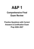 Anatomy and Physiology Final Exam Questions with Verified Answers &vert; High-Yield Exam Preparation for Nursing Students &vert; 2026&sol;2027