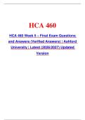 HCA 460 Week 5 &ndash; Final Exam Questions and Answers &lpar;Verified Answers&rpar; &vert; Ashford University &vert; Latest &lpar;2026&sol;2027&rpar; Updated Version