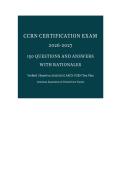 CCRN Certification Exam Prep Document 2026&sol;2027 &vert; Critical Care Nursing&comma; Clinical Judgment & AACN Test Plan Review &vert; 150 Verified Questions with Detailed Rationales