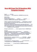 Nurs 485 Exam Part B Questions With Complete Answers