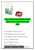 Court Interpreter Written Exam 2026 Expert Verified Questions and Correct Answers &lpar;78 Vocabulary & Legal Concepts&rpar; &ndash; Legal English&comma; Court Terminology&comma; Idioms & Interpreter Certification Study Guide