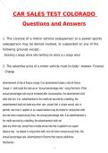 Colorado Car Sales Test Latest 2026 Actual Questions & Verified Answers &lpar;Latest 2026 &sol; 2027 Updated&rpar; A&plus; Grade 100&percnt; Guarantee Verified by Experts&period;