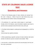 State of Colorado Sales License Ultimate Mega Bundle 2026&ndash;2027 &vert; Car Sales Test Colorado&comma; Motor Vehicle Dealer Board Mastery Exam&comma; Sales Mastery Exam&comma; Automotive Sales License & 1&comma;000&plus; Verified Questions and Answers
