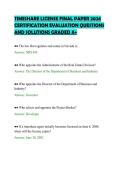 TIMESHARE LICENSE FINAL PAPER 2026&NewLine;CERTIFICATION EVALUATION QUESTIONS&NewLine;AND SOLUTIONS GRADED A&plus;&NewLine;