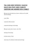 TINA JONES HEENT INTERVIEW 1 SHADOW&NewLine;HEALTH 2026 STUDY GUIDE COMPLETE&NewLine;QUESTIONS AND ANSWERS 100&percnt; CORRECT