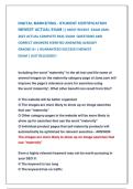 DIGITAL MARKETING - STUKENT CERTIFICATION &NewLine;NEWEST ACTUAL EXAM &vert;&vert; MOST RECENT  EXAM 2026&NewLine;2027 ACTUAL COMPLETE REAL EXAM  QUESTIONS AND &NewLine;CORRECT ANSWERS &lpar;VERIFIED ANSWERS&rpar; ALREADY                 &NewLine;GRADED A&plus; &vert; GUARANTEED SUCCESS&excl;&excl; NEWEST                 